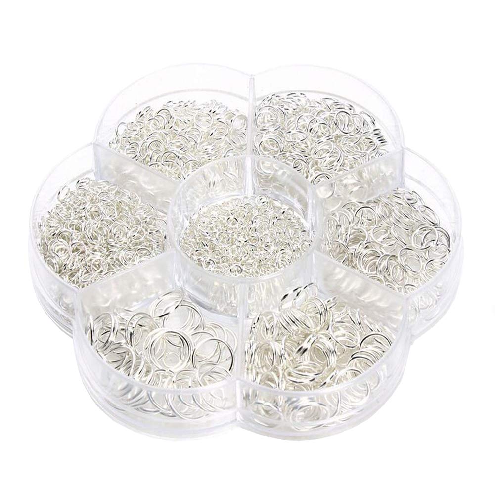 1 Box(1450PCS) Assorted Sizes Metal Closed Open Jump Rings Connecters for Necklace Bracelet DIY Jewelry Making Findings Kits(3mm 4mm 5mm 6mm 7mm 8mm 10mm)(Silver)