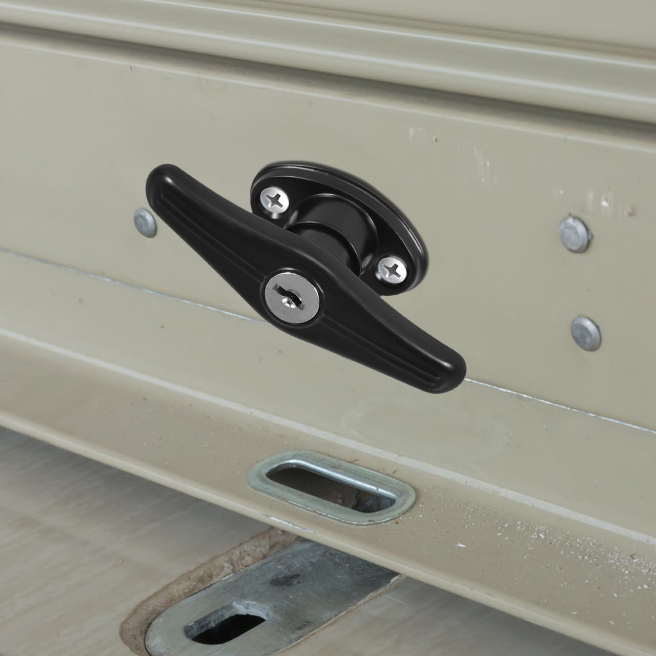 Serrure de Porte de Garage T-handle avec Clé de Zinc Poignée de Verrouillage pour Bâtiments Extérieurs