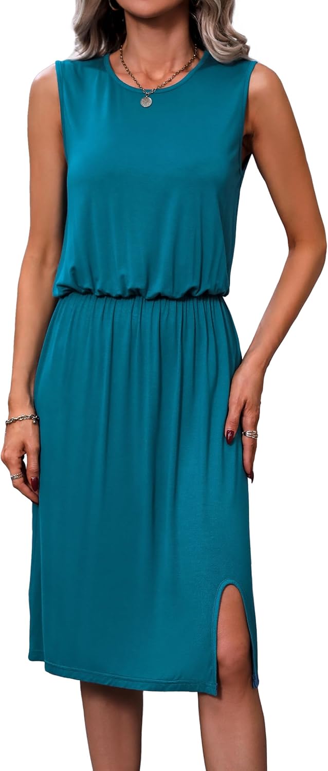 Beachsissi Womens Round Neck Dresses Solid Bahrain | Ubuy