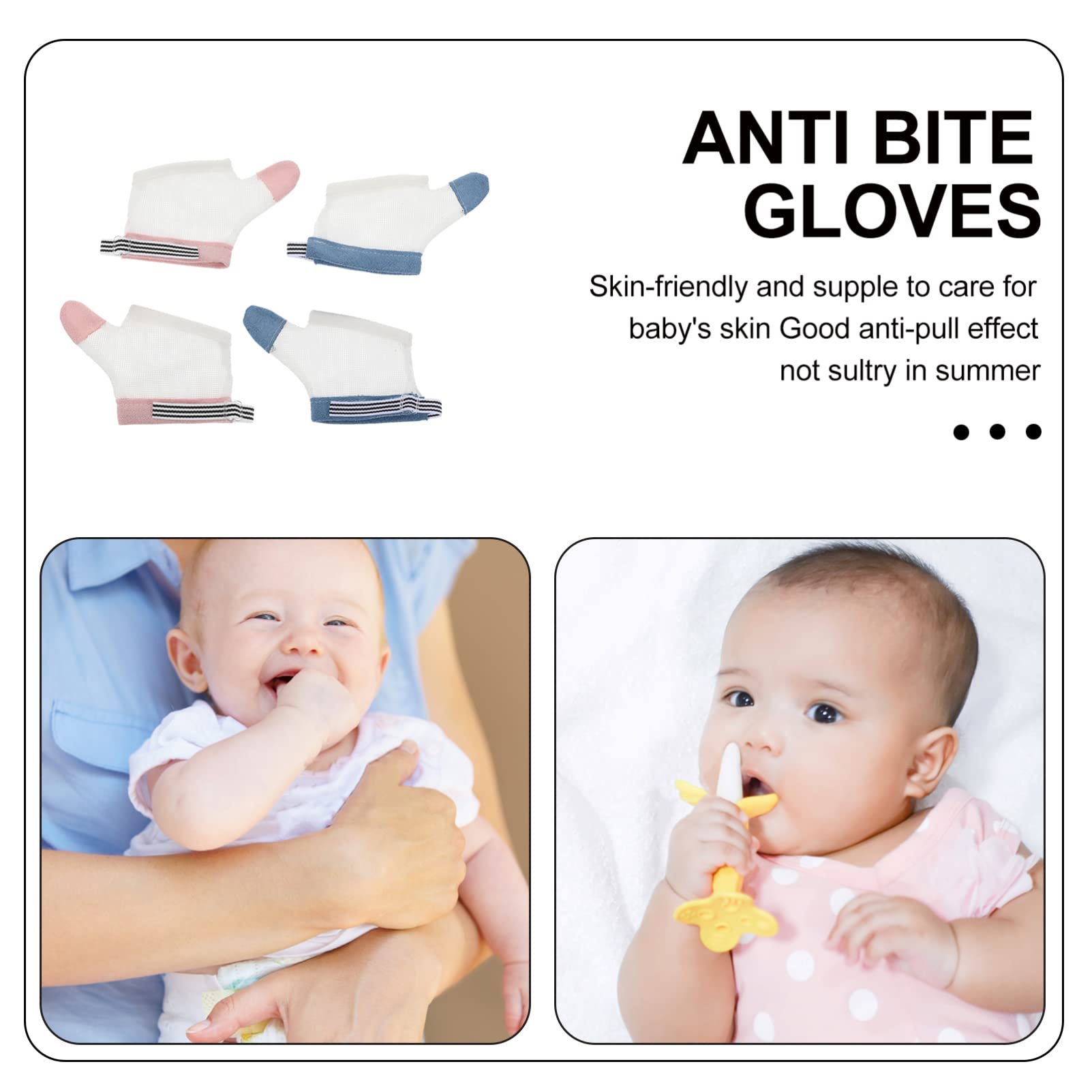 Guantes Protectores contra Chuparse el Dedo para Ñiño, 2 Pares | Nylon Blanco, Lavables y Resistentes, para Bebés de 6-10kg, 9-15kg y 15-22.5kg