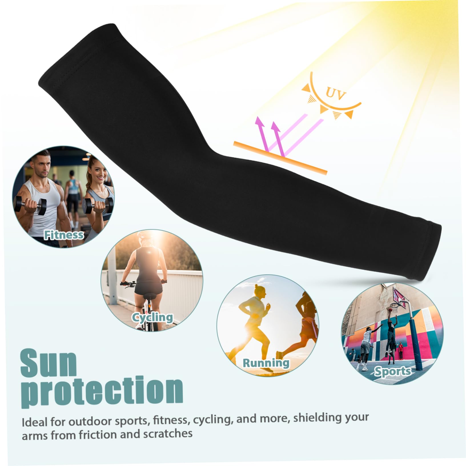 ibasenice Mangas de Brazo Transpirable Hombre Mujer Talla M Negro Protección Solar UV 2 Piezas Baloncesto Ciclismo