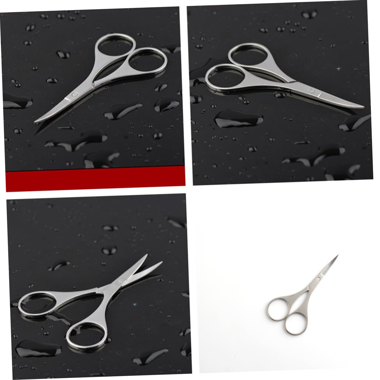 Forbici per Sopracciglia in Acciaio Inox Argento Punta Sicura | Design Antiscivolo, 1 Pezzo, Adatte per Sopracciglia e Peli Dell’orecchio