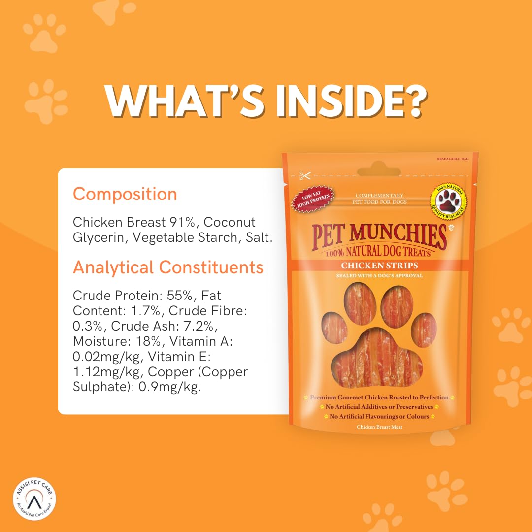 Pet Munchies Chicken Strips Dog Treats Bumper Pack, Dog Chews with Natural Real Meat, Low in Fat and High in Protein (18 x 90g) - Image 3