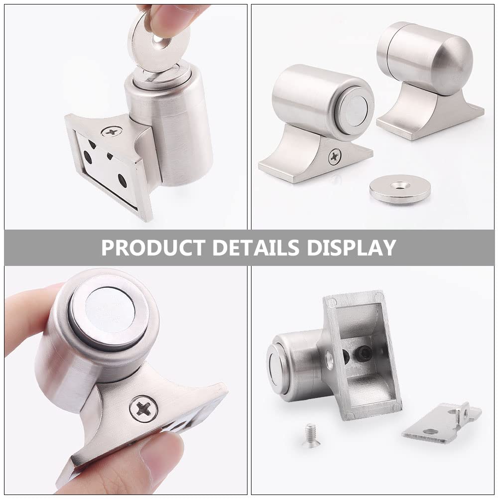 yaoqijie 2 zestawy magnetycznych stoperów do drzwi ze stali nierdzewnej, kompaktowy, nieperforowany, antykolizyjny, super magnetyczny zamek do drzwi, trwały (kolor: Srebrny)