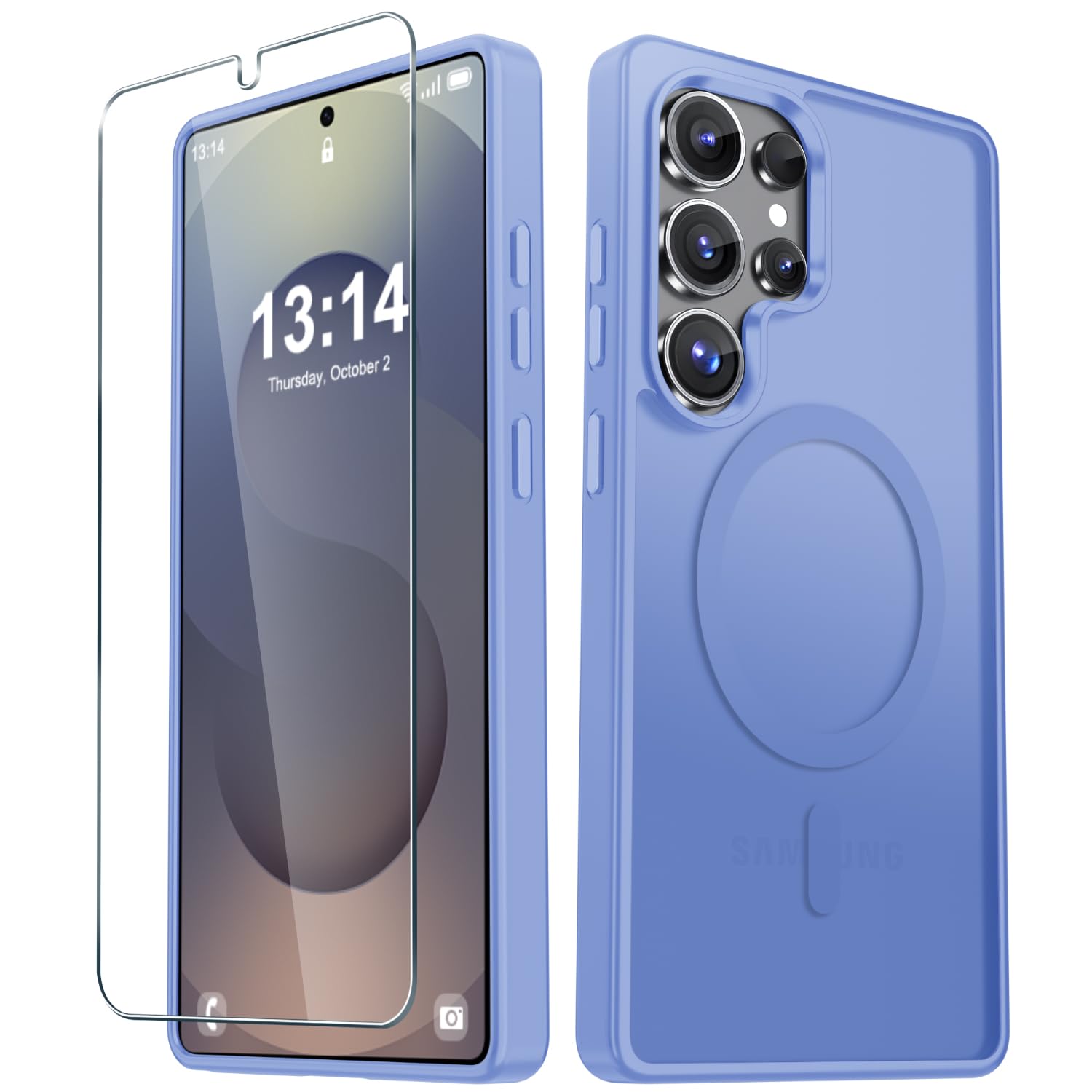 for Samsung Galaxy S25 Ultra Case, Matte Magnetic Phone Cover, Purple | Fit for MagSafe, Screen Protector included, Shockproof Military Grade Protection, Translucent Frosted Back