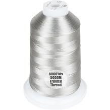 Simthread 5500Yds/5000M 40WT Polyester Embroidery Thread Silver 005