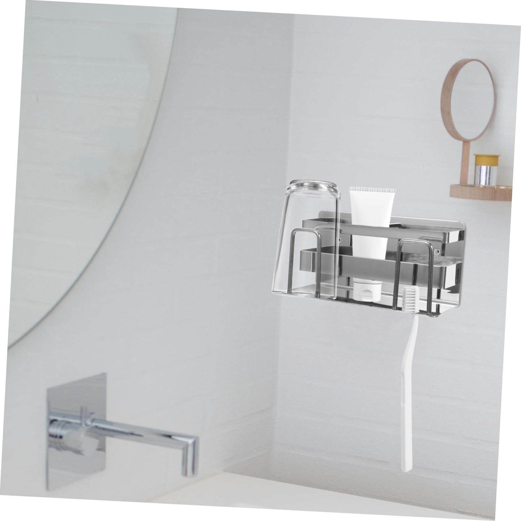 Ciieeo 3 Pezzi Porta Spazzolino In Acciaio Inossidabile Porta Spazzolini Da Bagno Porta Spazzolino Da Piano Di Lavoro Multifunzionale Supporto Da Parete Per Bagno Porta