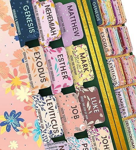 Image of Bloom Gold™ Best Bible Tabs for Women – Soul Nourishing Book Summaries – 66 Peel-and-Stick Large Print Laminated Bible Book Tabs | Floral Tabs for Bible Study Supplies, Shepherd of Life