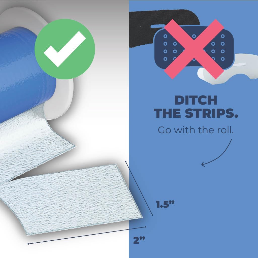 Perforated Roll of Silicone Skin Tape Strips - 40 Strips – Hypoallergenic, Flexible, Lightweight, and Breathable Adhesive – Easy Tear Design with Protective Travel Sleeve