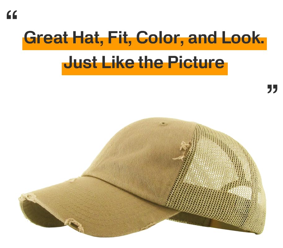 Image of KBETHOS Vintage Washed Distressed Cotton Dad Hat Baseball Cap Adjustable Polo Trucker Unisex Style Headwear