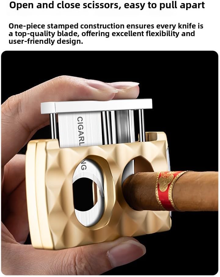 JDIME Multi Functional Stainless Steel Cigar Cutter Portable V Notch Flat Cutter Tray Four in One Design(E)