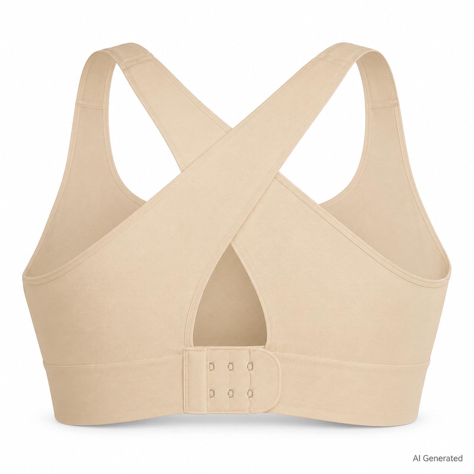 Reggiseno senza ferretto da donna con chiusura frontale incrociata | Spallacci larghi, coppe sagomate, fascia con gancio regolabile, nero avorio e beige, uso quotidiano, yoga, passeggiate