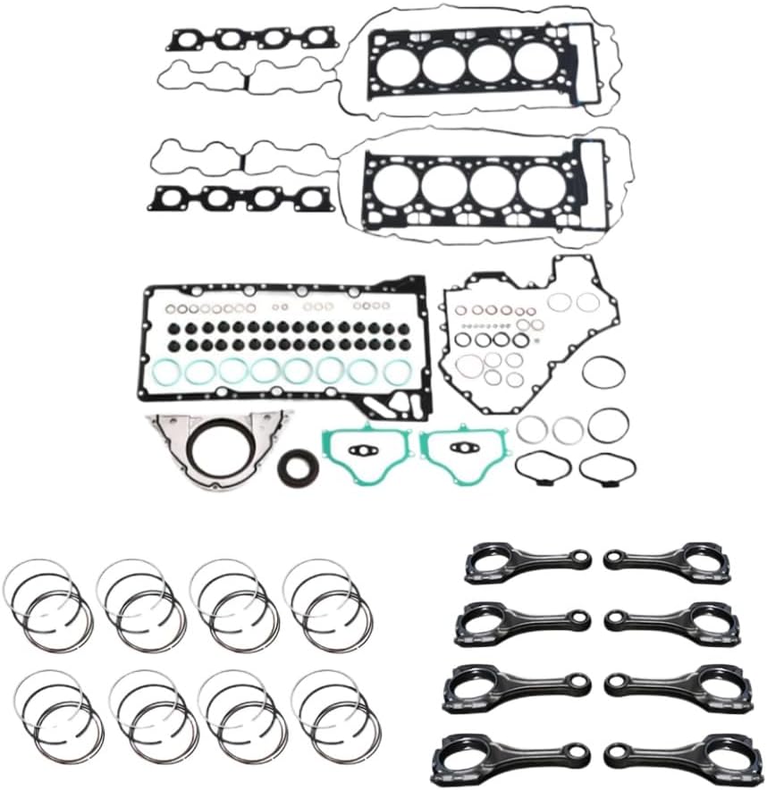 Engine Overhaul Gasket Piston Ring Connecting Rod Kit Compatible With 550i 750Li X5 X6 F10 F02 F07 E70 E71 N63 4.4L 4.4T 2007-2018