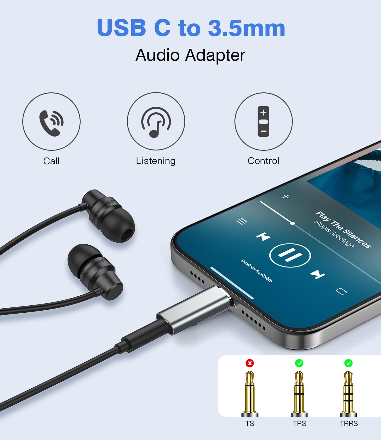 Adattatore USB C a Jack 3.5 mm, Adattatore USB C per iPhone 16 15 Pro Max Plus, USB C a audio Aux per Samsung Galaxy S24 S23 Ultra Note 20, per Huawei P50 P40/Mate 30 20, Pixel 4/3-Grigio ferro