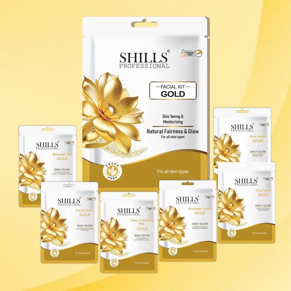 PRATHNA CREATION Shills Professional Gold facial kit | Glass Glow Facial Kits | Glowing Skin | Natural Glow Facial kit's | Faciall kit For All Skin Types (90 gm) 4