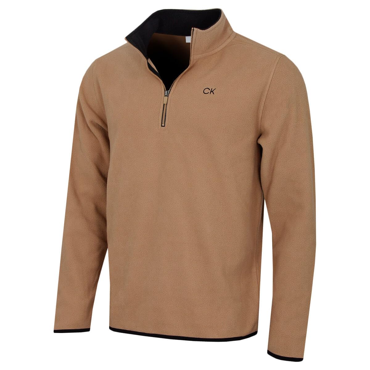 Calvin Klein Men's Tan Polar Fleece 1/2 Zip Stretch Sweater - M