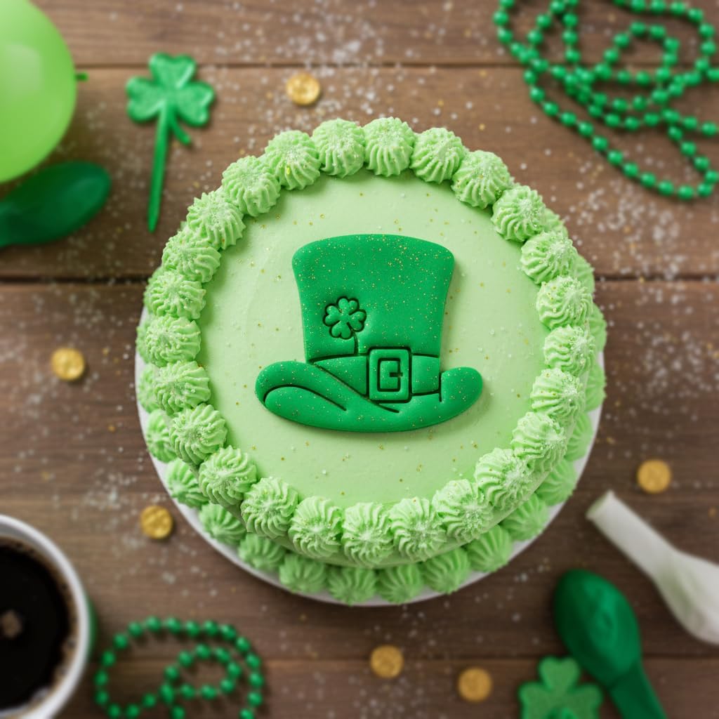 BAKERLOGY Set of 2 Leprechaun Hat and Pot of Gold Cookie Cutters - Perfect for St. Patrick's Day - Detailed Biscuit Cutter Design for Baking and Crafts, ideal on fondant, dough, clay