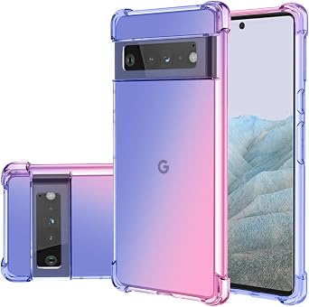 Cute Case for Pixel 7, Gradient Slim Anti Scratch Soft TPU Phone Cover, Shockproof Protective Case for Google Pixel 7 Blue/Pink