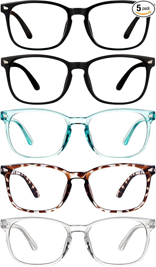 CHEERS DEVICES Reading Glasses for Women Men, Eyeglasses, Blue Light Readers for Men Women, Computer Eye Glasses, Cheaters - 5 Pair (2.5x)