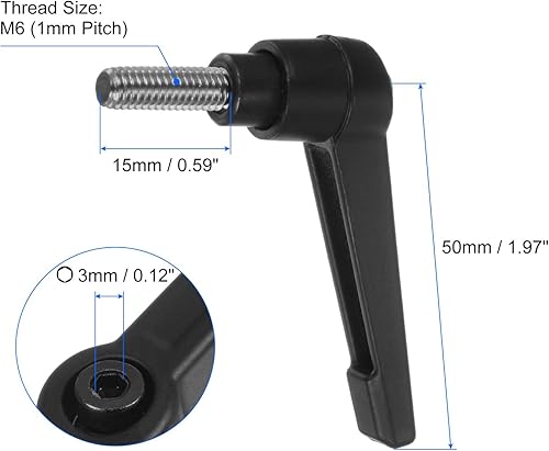 Miniatura 82 de uxcell 4 manijas de palanca de sujeción, perno macho roscado de acero al carbono de óxido negro M8 x 0.59 pulgadas, asas ajustables de bloqueo