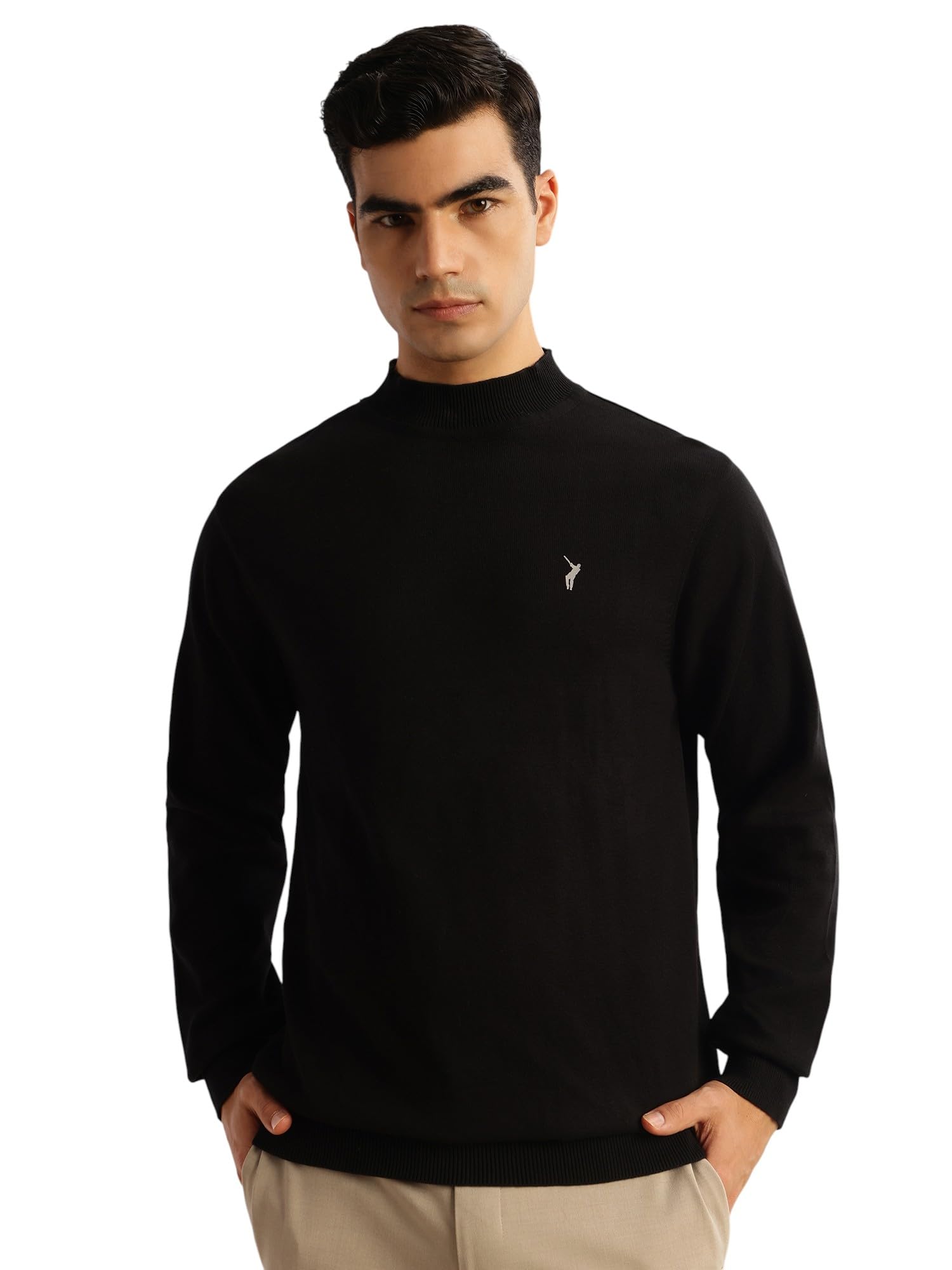 thomas scott Men's | Regular Fit | Long Sleeves | High Neck | 100% Cotton | Solid | Knitted | Pullover | Sweater (CCSWT103_Black_XL)-picture-11