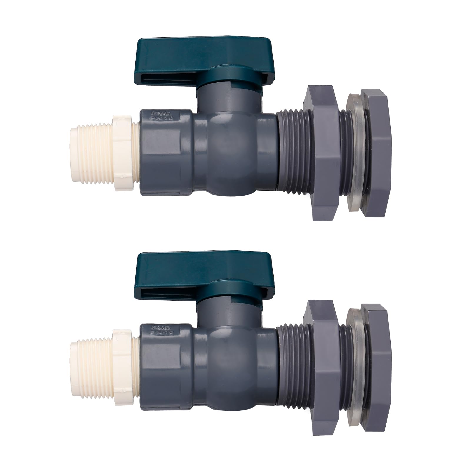 2 Pcs Easy Install Rain Barrel Spigot Kit, 3/4 Inch Rain Barrel Valve with Hose Faucet Adapter Thread Sealing Tape, Durable PVC Barrel Diverter Kit for Garden Barrels Water Tanks Aquariums