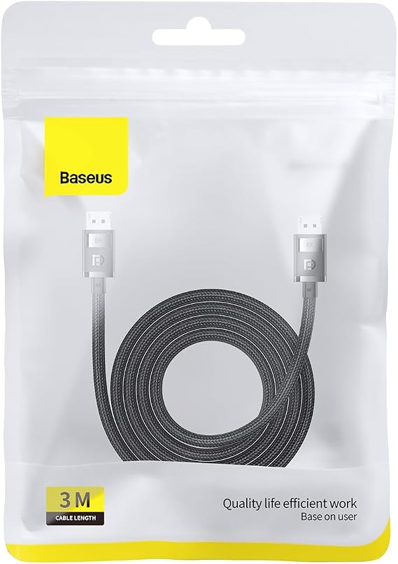 Baseus High Definition Series DP 8K to DP 8K Adapter Cable, 3m, Cluster Black