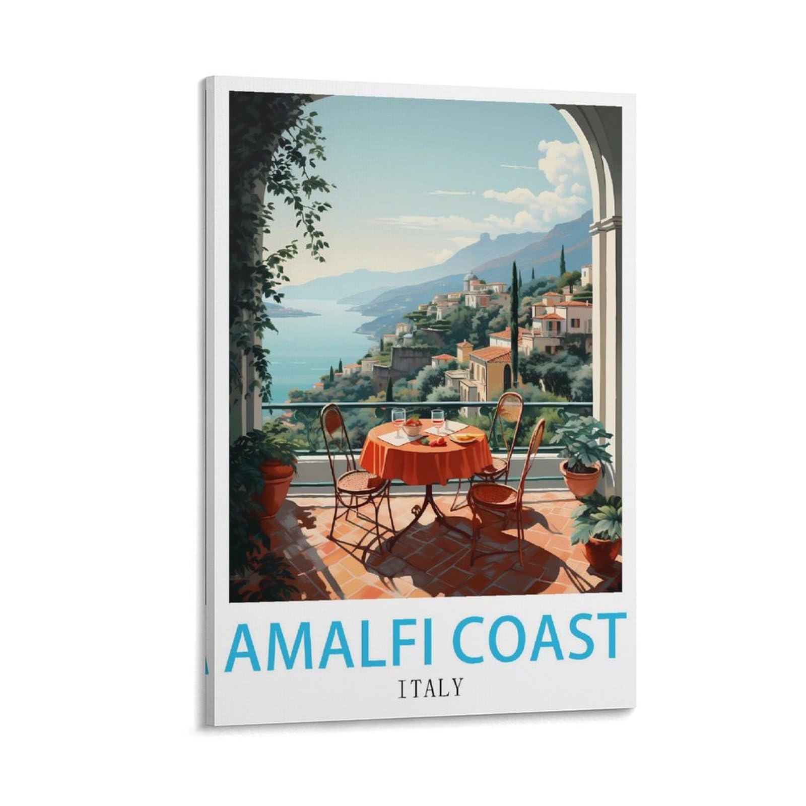Lnuyitr Frame-Style Amalfi Coast Italy Vintage Travel Poster 12X18inch(30X45cm) Canvas Art Posters And Wall Art Picture Prints Modern Home Bedroom Decor Posters