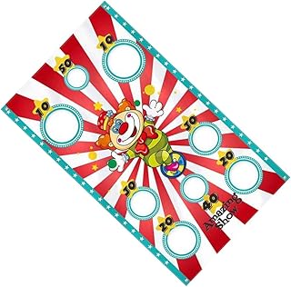 INOOMP Clown Throwing Hanging Flags Sandbag Game Flags Funny Outdoor Throwing Game Circus Troup Sandbag Game Flags ( 3pcs Random Color Sandbags Number 6 Style )