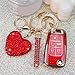 YIKECASE Key Fob Cover with Diamond Keychain for Women, Car Key Holder Compatible with Chevy Cruze Camaro Malibu Equinox Impala GMC Buick Encore Regal Flip Folding Protector, 5 Buttons (Red-Heart)