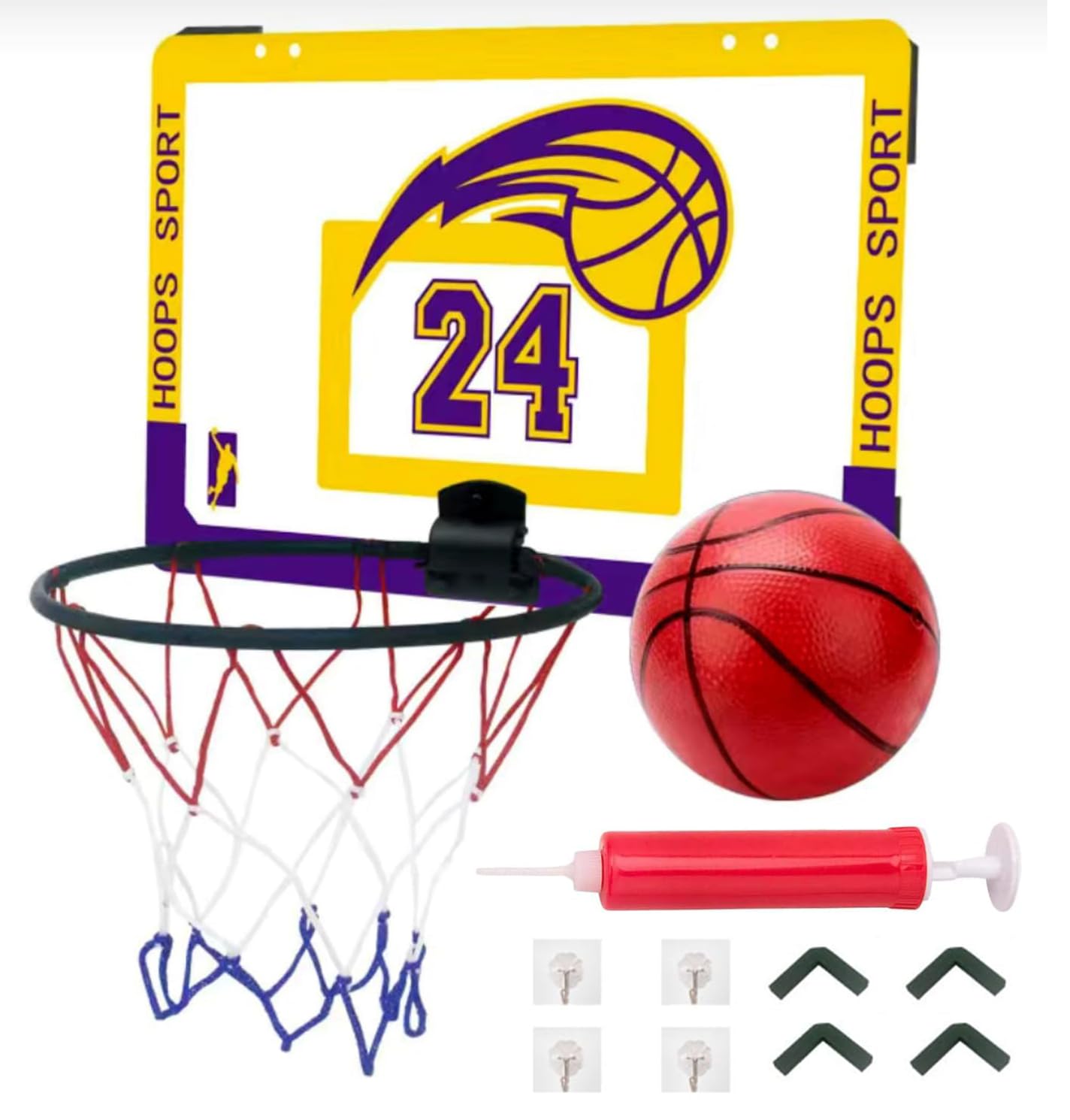 PATPAT� Wall Basketball Hoop & Basketball Toy Set for Kids Wall Hanging Indoor Foldable Basketball Hoop 24cm Dia Easy Basketball Hoop for Kids 3-6 Years Old, with Manual Air Pump