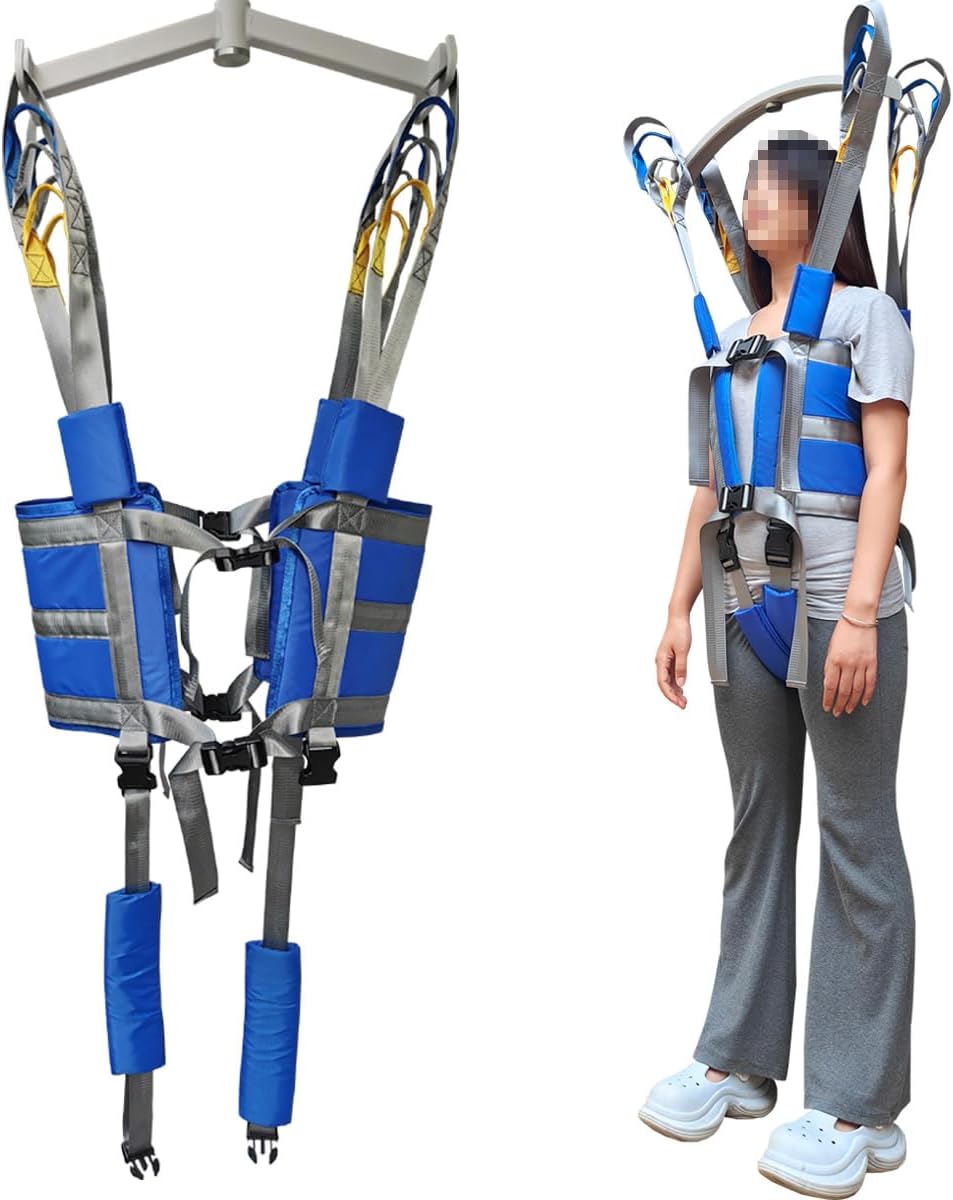 Patient Lift Sling Standing Walking Strap Transfer Gait Belt Raised Seats Harness Assistance Elderly Senior Physical Therapy Aids Full Body Exercisers Blue