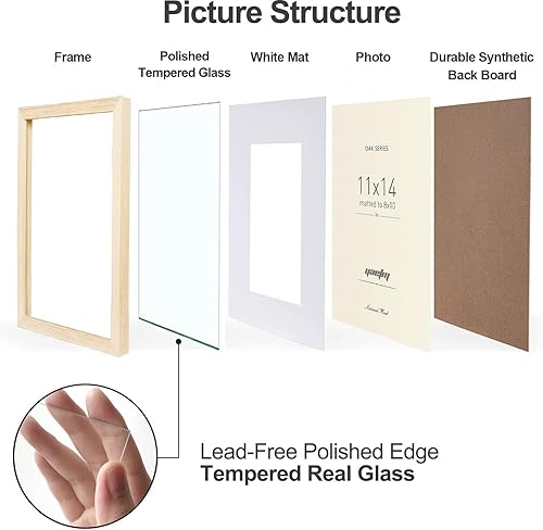 Miniatura 4 de Yaetm Juego de 3 marcos de madera de roble de 11 x 17 pulgadas, marco para póster de madera maciza de 11 x 17 pulgadas, marco de madera natural de