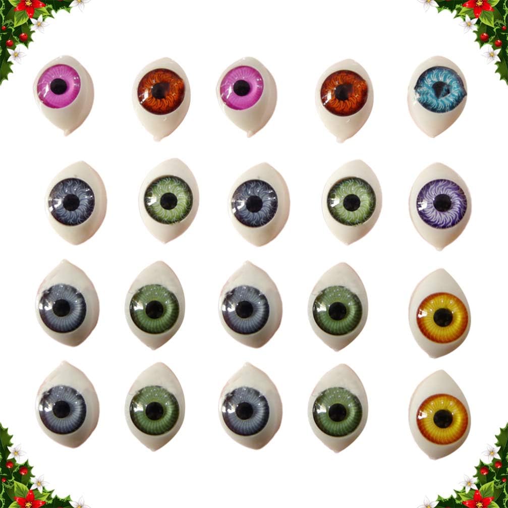 Acrylic Halloween Eyeballs: 100Pcs 12X16Mm Half Round Doll Eyes for DIY Crafts Simulation Eyes for Plush Toys Scrapbooking and Decoration （Assorted Color）