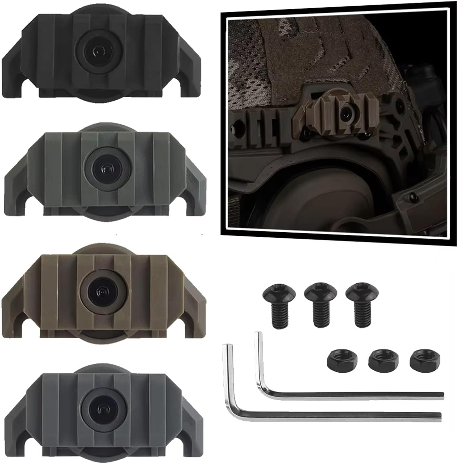 Helmet Mount for Wen_dy Rails Compatible with Dovetail Rails Adjustable for Attaching Helmet Light Airsoft Hunting Accessory