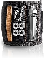 Vista 7 de Pulsera magnética Golilyfine para sujetar tornillos, clavos y herramientas, imanes fuertes, roja