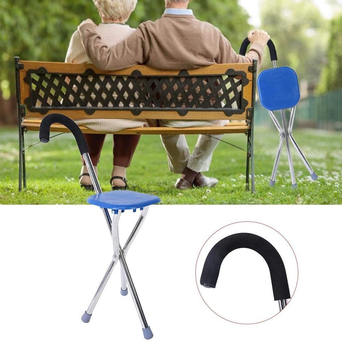 Bastones para Adulto Mayor con Silla Plegable Bastón Trípode para Caminar Bastón Ortopédico Ayuda para Caminar para Personas De Mediana Edad Y Ancianos para Caminar