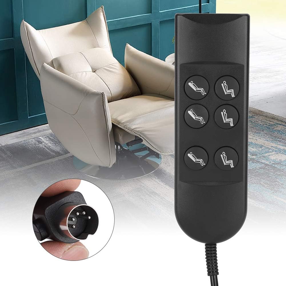 Remote Hand Control with 6 Button 5 Pin, Lift Chairs Remote Replacement Handset Controller Hand Control for Power Recliners