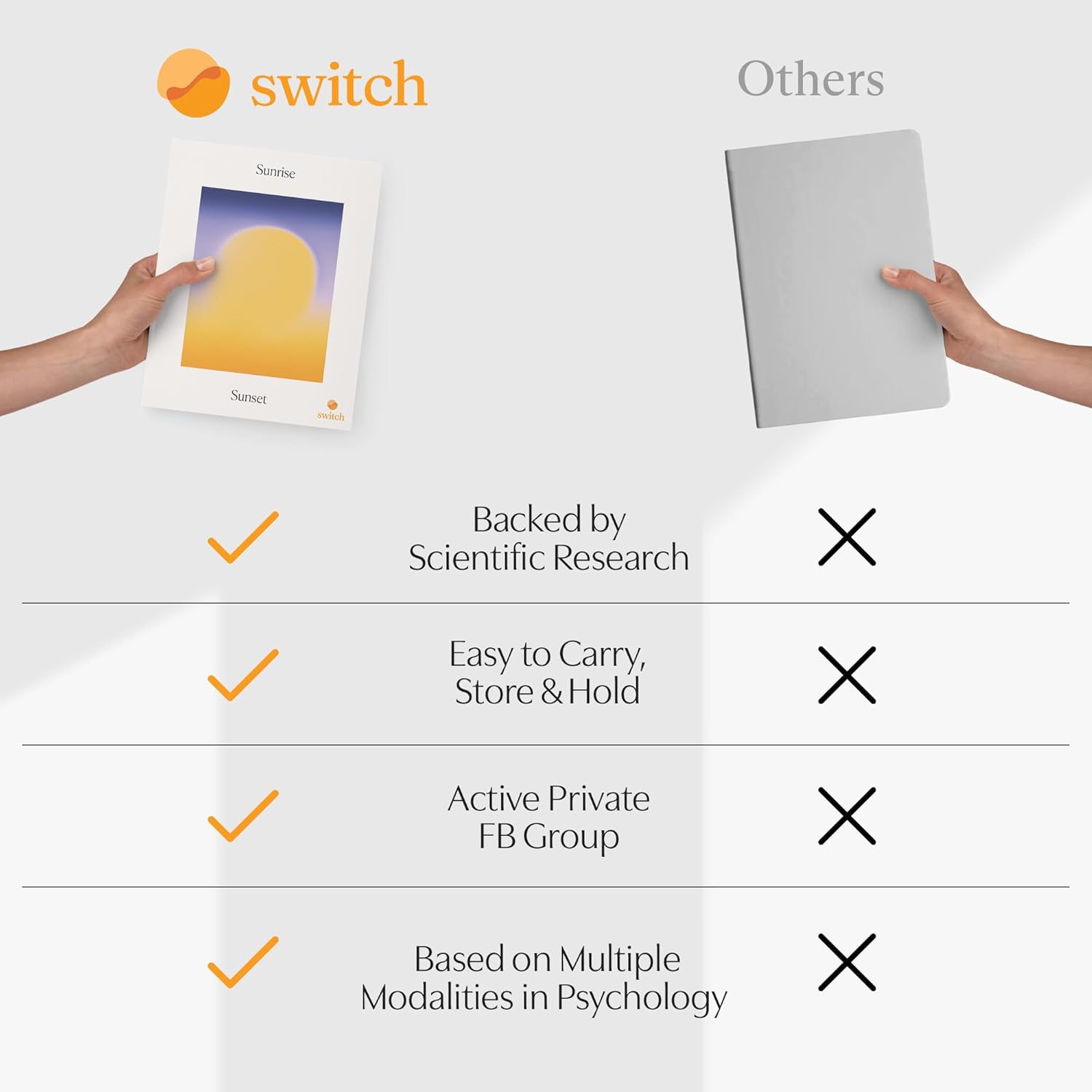 Switch Research Sunrise/Sunset Journal: Science-Backed Daily Gratitude Journal for Women & Gratitude Journal for Men - Powerful Daily Journal Prompts for Mindfulness, Presence, & Habit Transformation