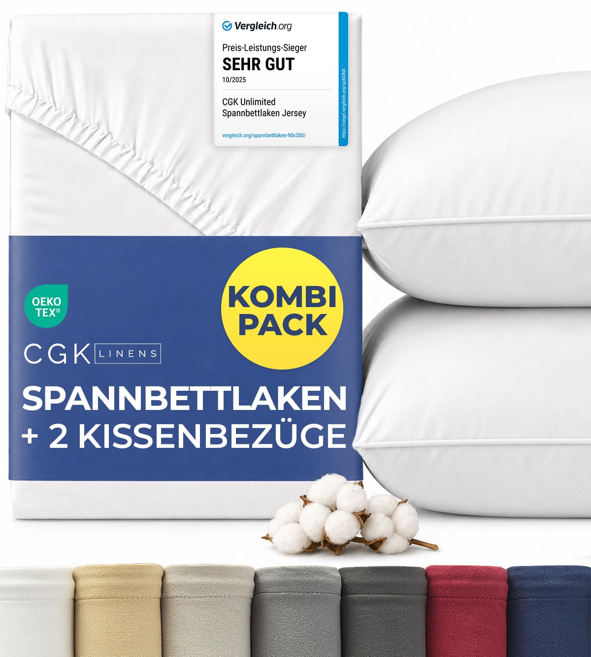 CGK Unlimited Jersey Cotton 3 Piece Bed Sheet Set