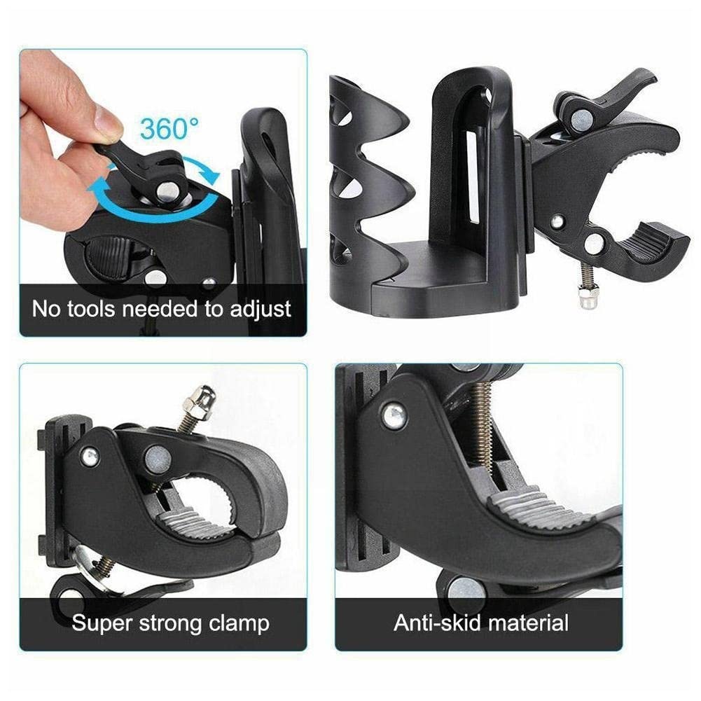 Soporte para Botella de Bebida Universal Motocicleta Bicicleta Taza de Agua Portabotellas Soporte para Bebidas Soporte Giratorio para Manillar Soporte para Espejo Bicicleta Bebida Ajustable