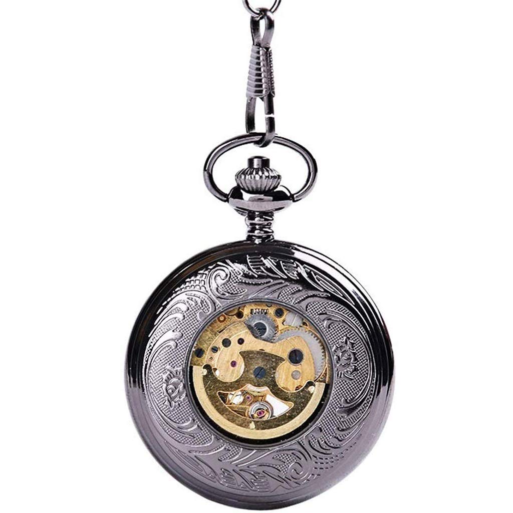 Desconocido Reloj de Bolsillo, patrón de Reloj de Bolsillo Retro Vintage Cuarzo Números Reloj de Bolsillo for Navidad Negro