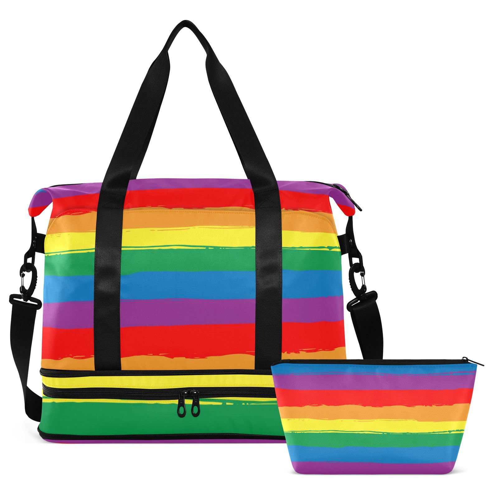 Tęczowa flaga dumy Lgbt Dzień Dumy Miesiąc Parada Lgbtq Społeczność Duża torba z mokrą kieszenią Regulowany pasek Torba treningowa na podróże służbowe Wodoodporna dla mężczyzn kobiet