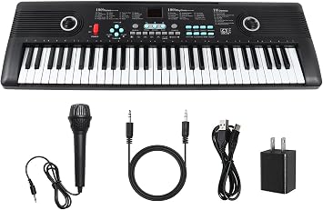 61 Keys Piano Keyboard, Electronic Digital Piano with Built-in Speaker Microphone, Portable Keyboard Gift Teaching for Beginners, Electric Piano for Kids, Birthday Gift for Children