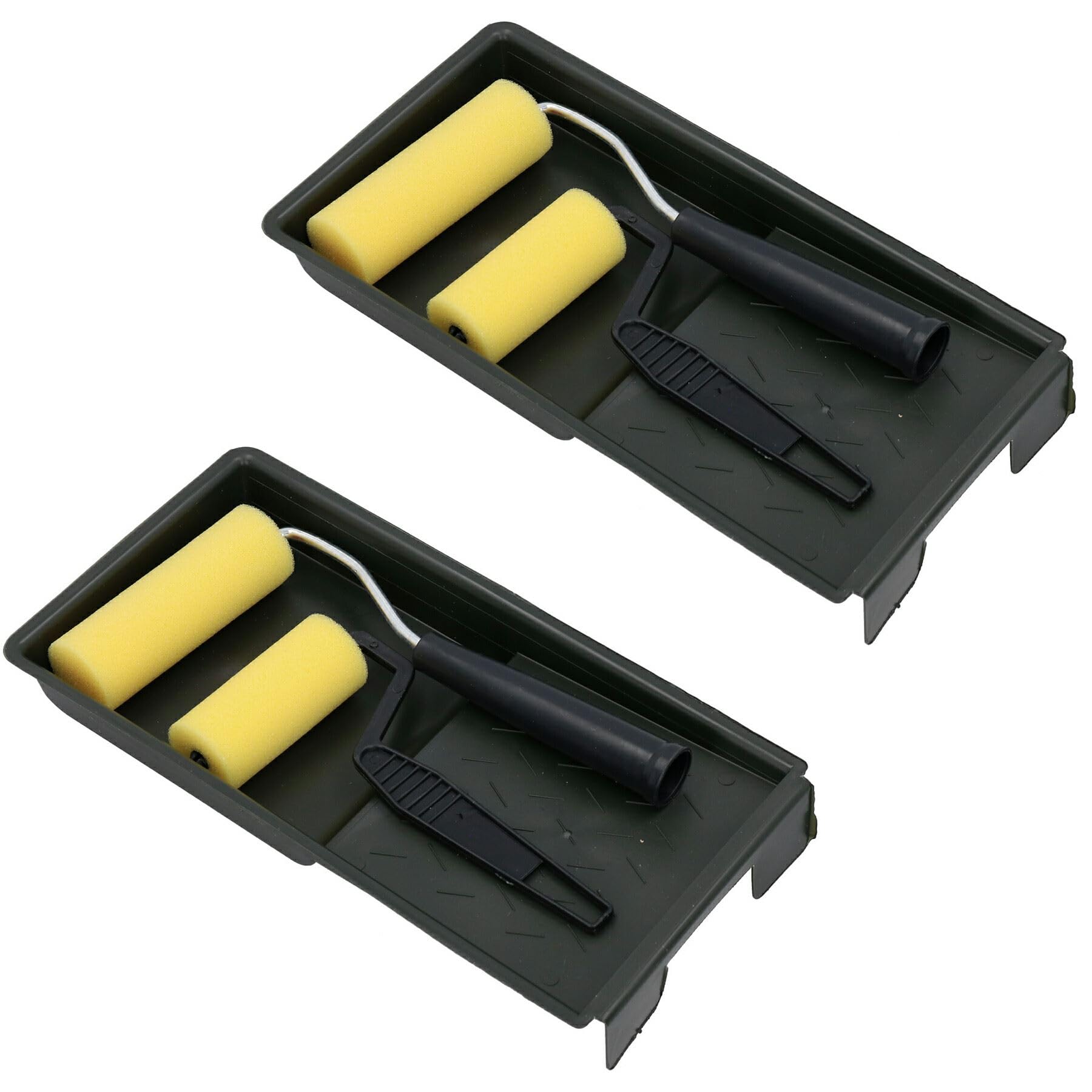 3” + 4” Mini Paint Roller Tray Set Foam Sleeves Rollers Solvent Based Painting 2pk