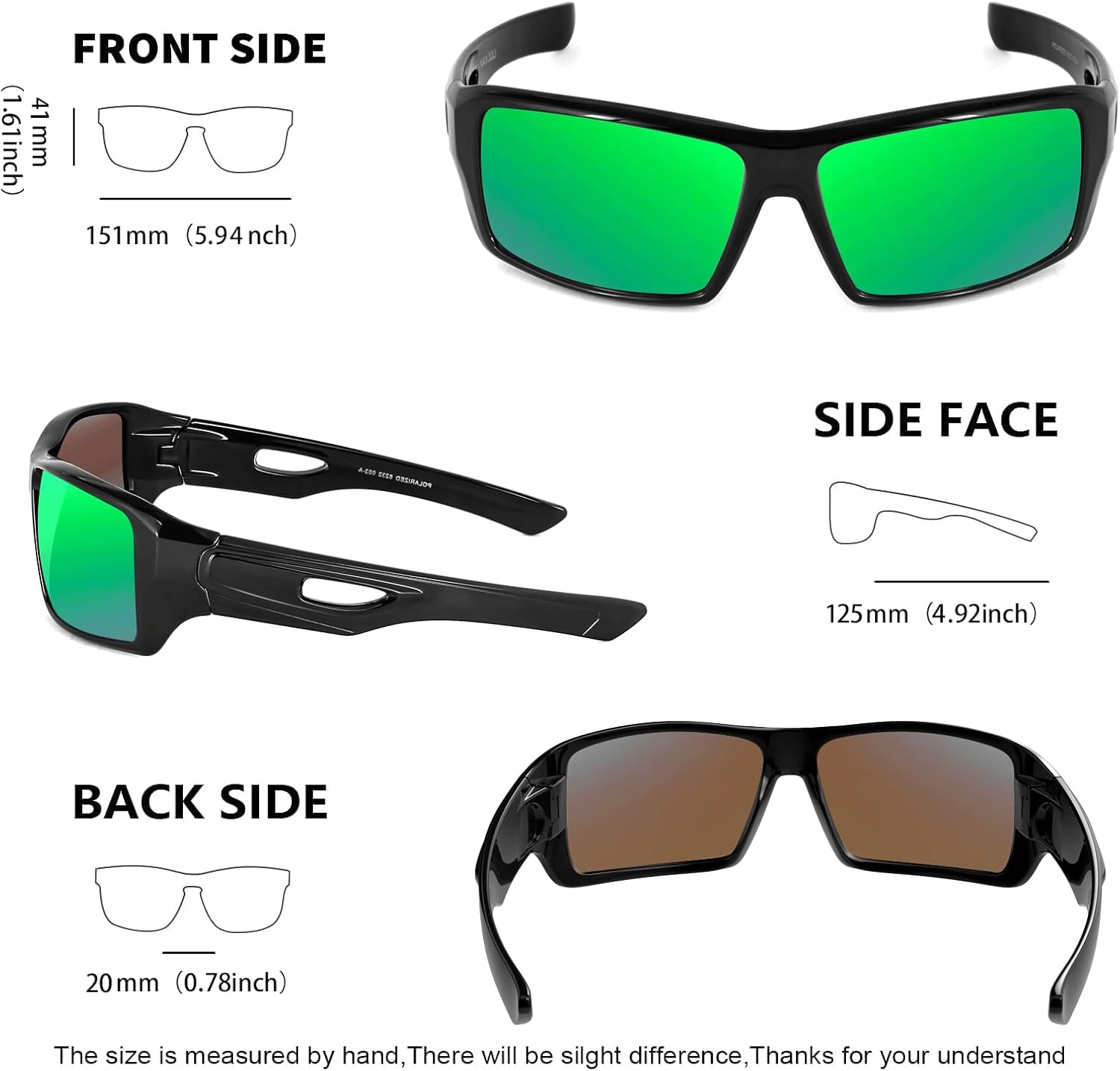 MAXJULI Polarized Wrap Around Sports Sunglasses for Big Heads Men Women UV400 Protection Sun Glasses 8232 - Image 5