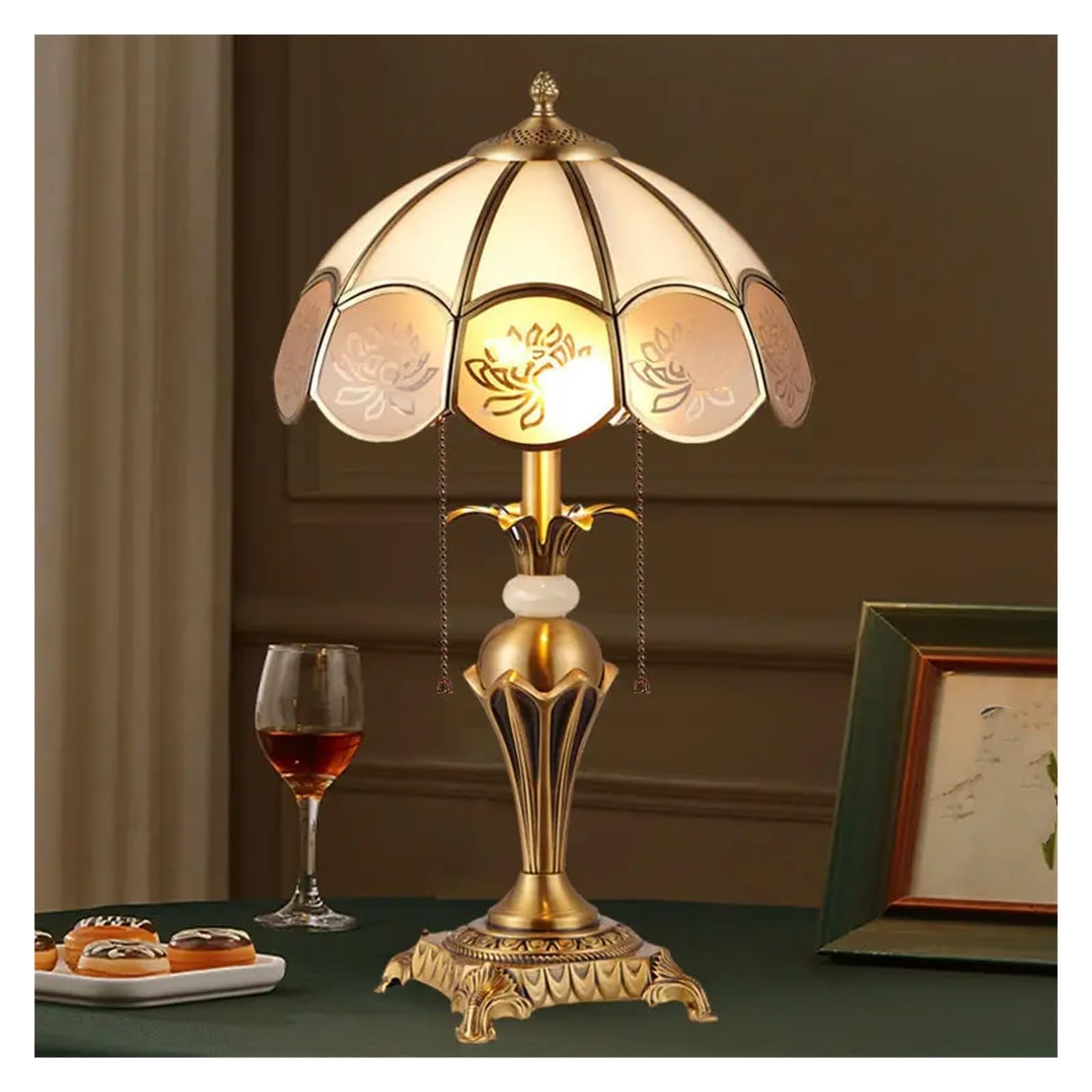 Współczesna mosiężna złota lampa stołowa LED kreatywna prosta szklana lampa biurkowa miedź do domu gabinetu sypialni przy łóżku, lampy ścienne