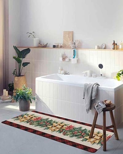 Miniatura 5 de Tapete de baño de pino de Navidad para bañera, antideslizante, de secado rápido y absorbente, de tierra de diatomeas, tapete de cocina, tapete de