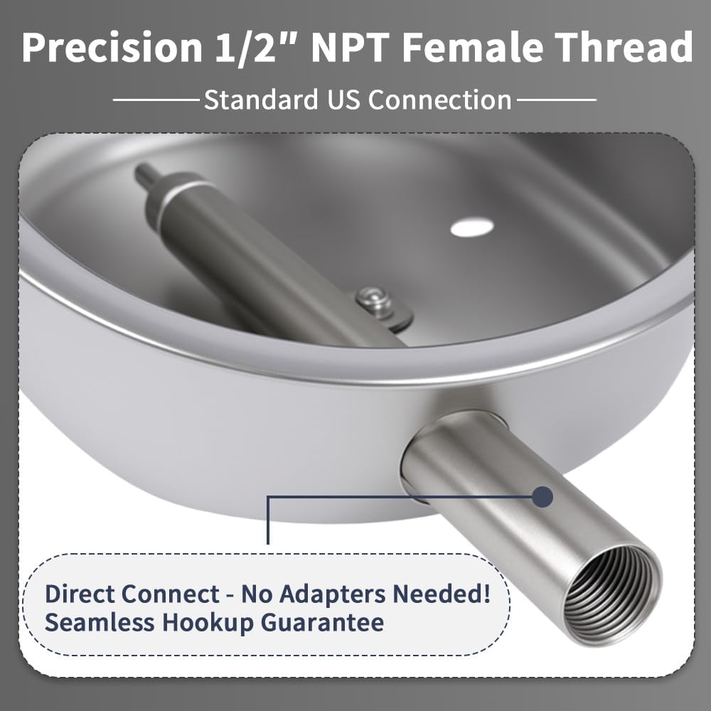 Danbark Large Pig Waterer Bowl with 1/2" NPT(F) Thread - 304 Stainless Steel Large Oval Design for Swine,Hog,Livestock (Durable & Rustproof)