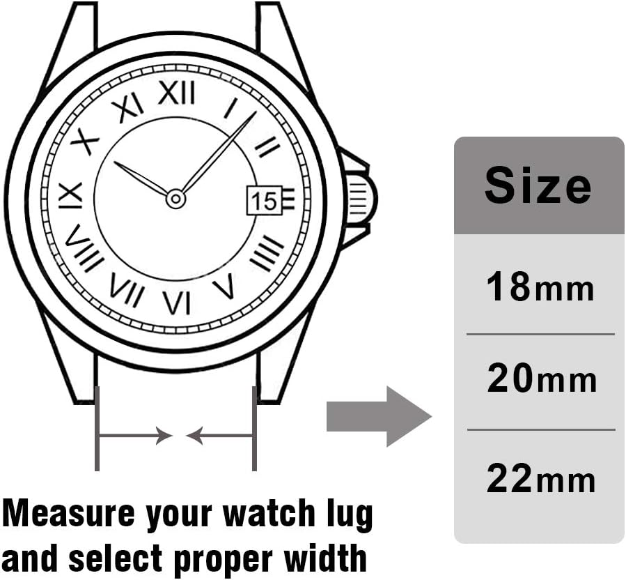 Ritche Leather with Nylon Watch Band - 18mm 20mm 22mm Quick Release Watch Bands for Men Women Compatible with Invicta Timex Seiko Fossil Watch Strap